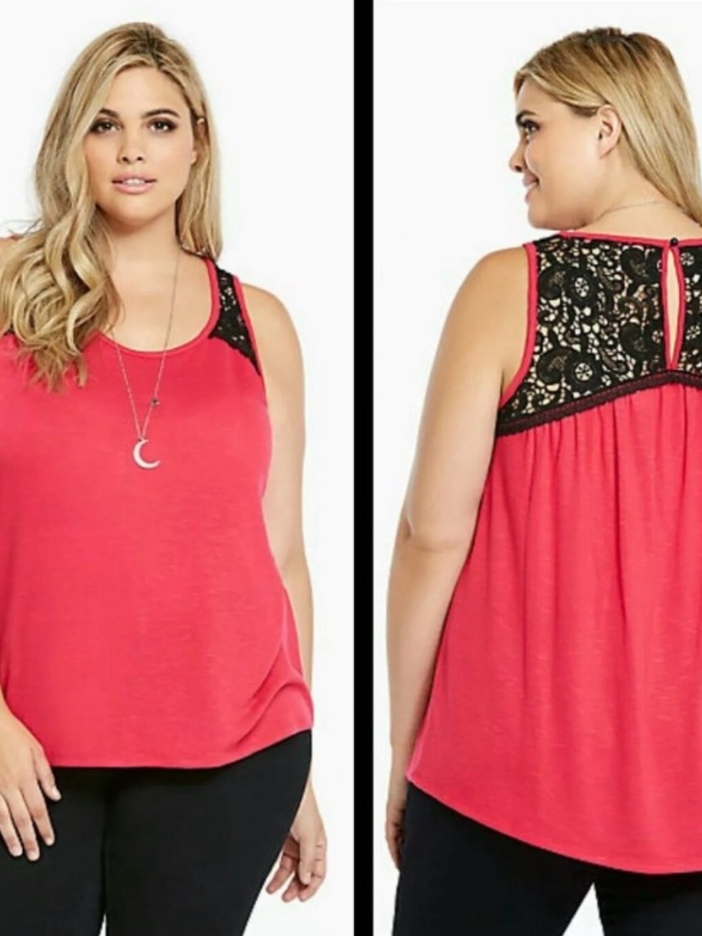 Torrid Pink Black Lace Tank Top